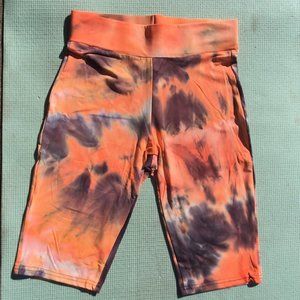 UNBRANDED Athletic Biker Shorts Tie Dye High Waisted Stretchy Orange Various